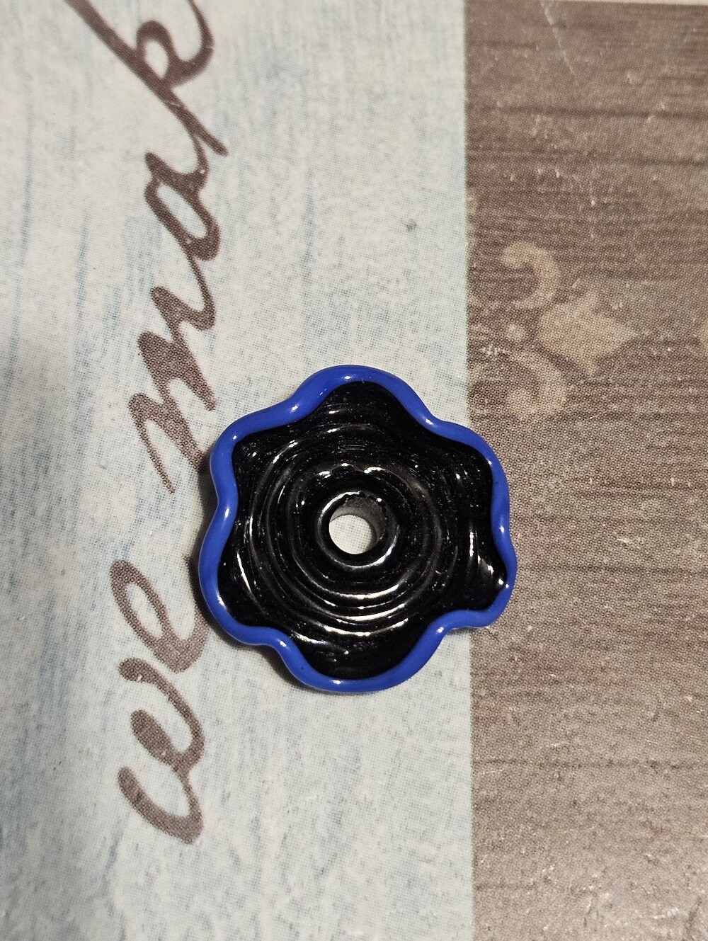 Blue & Black Flower Bead Charm Pendant